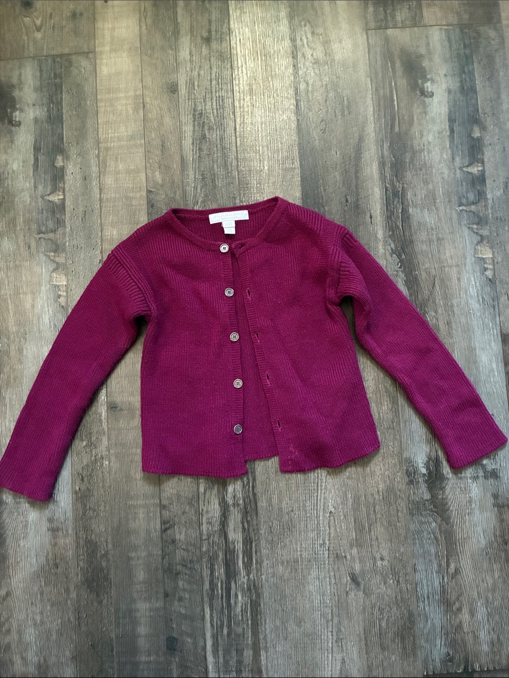 Burberry Girls' Raspberry Button-Front Knit Cardigan. Size 24 M